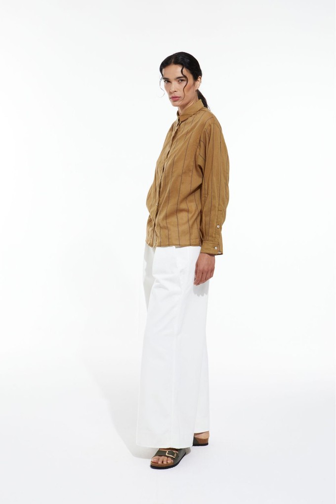 KHAKI ROSALIE EMBROIDERED SHIRT from Cool and Conscious