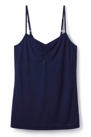 Strappy Top with Built-In Bra Shelf in Navy from Cucumber Clothing