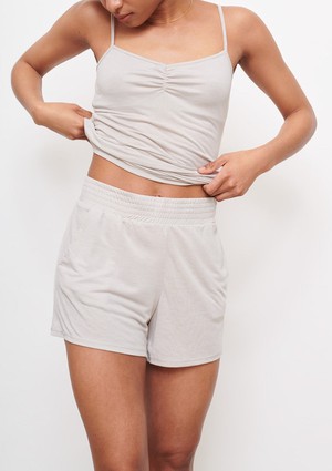 Shirred Shorts in Fawn from Cucumber Clothing