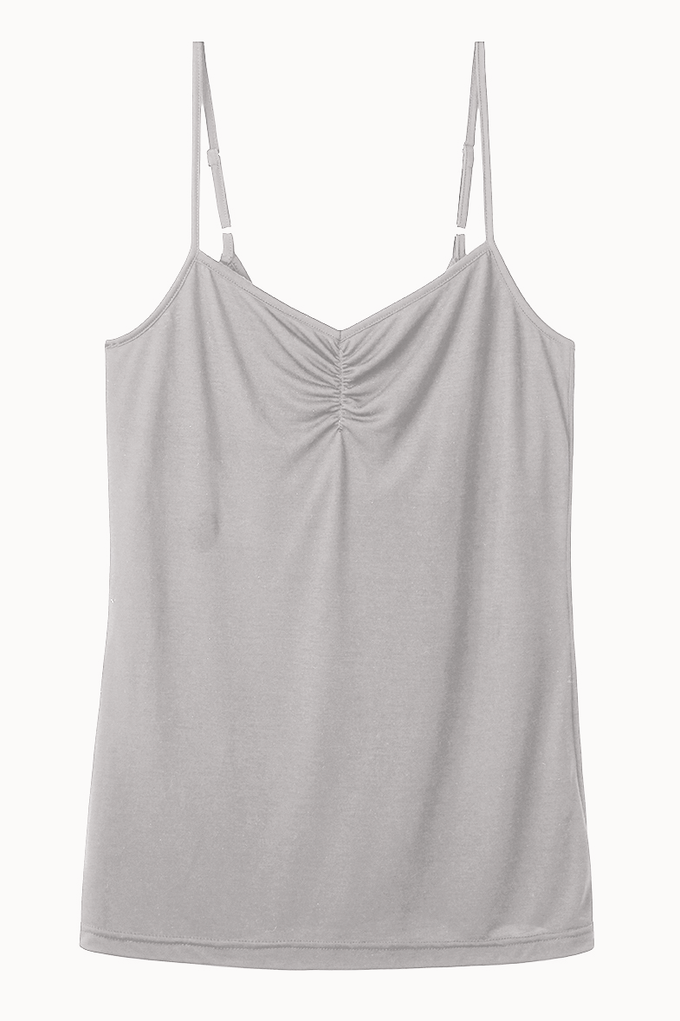 Strappy Top with Built-In Bra Shelf in Fawn from Cucumber Clothing