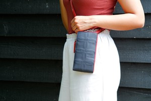 Crossbody pouch | Leather & Fire-hose from Elvis & Kresse