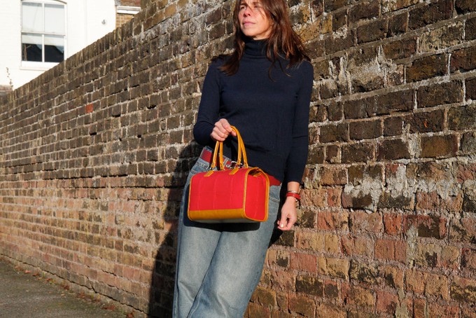 Small Post Bag | Leather & Fire-hose from Elvis & Kresse