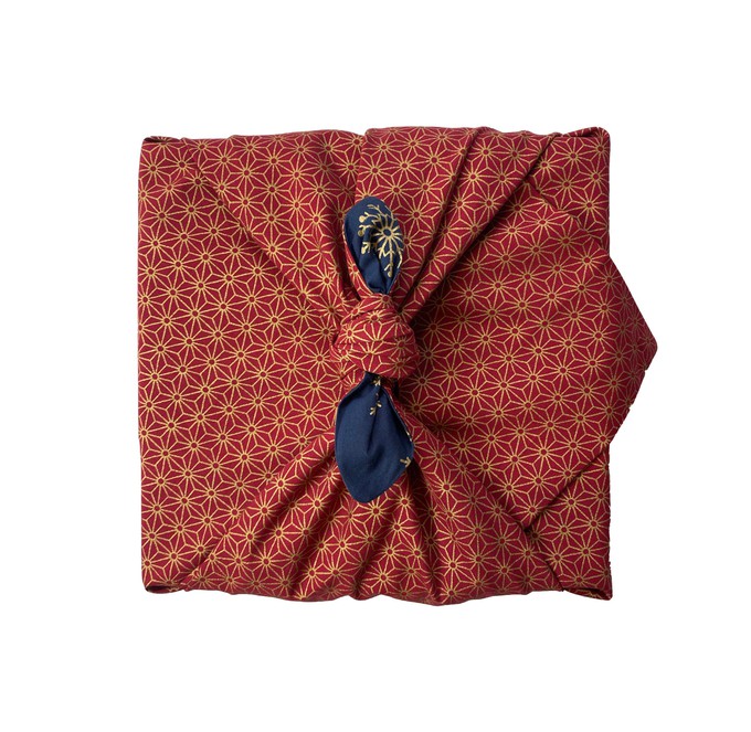 Furoshiki Gift Wrap - 3 Pack (Sizes S, M & L) Double Sided Bundle - Ruby & Midnight Snowflakes from FabRap