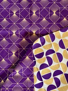 Gold Moons & Plum Diamonds Fabric Gift Wrap Furoshiki Cloth - Double Sided (Reversible) via FabRap