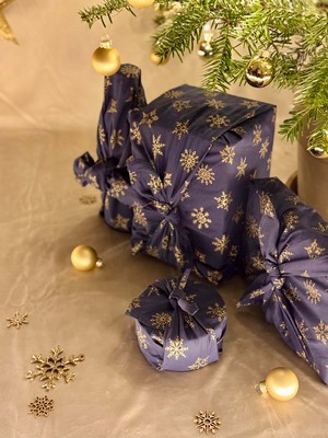 Furoshiki Gift Wrap Midnight Snowflakes Fabric Gift Wrap from FabRap
