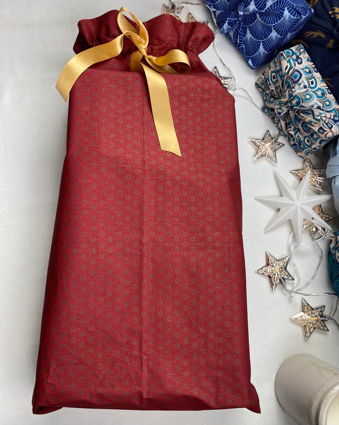 Gift Bag - Ruby & Bronze Geometric Stars from FabRap