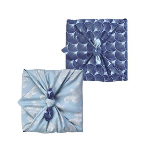 Furoshiki Gift Wrap Sky Elephants & Indigo Fans Fabric Gift Wrap - Double Sided (Reversible) from FabRap