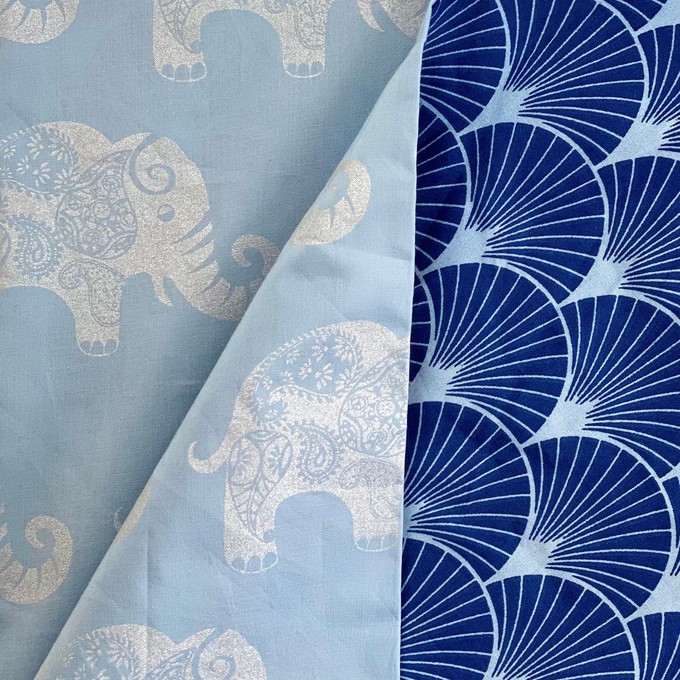 Furoshiki Gift Wrap - 3 Pack (Sizes S, M & L) Double Sided Bundle - Sky & Indigo Fans from FabRap