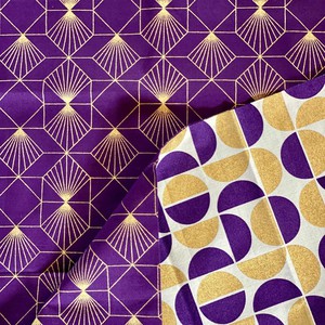 Furoshiki Gift Wrap Gold Moons & Plum Diamonds Fabric Gift Wrap - Double Sided (Reversible) from FabRap