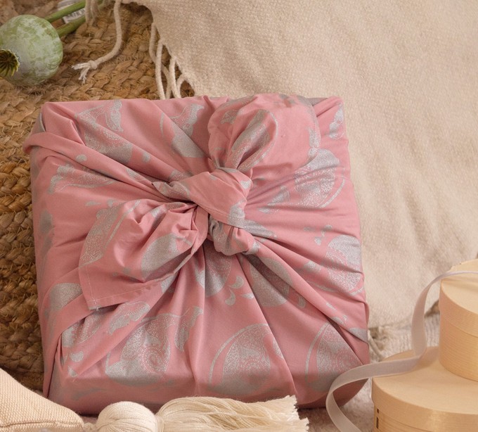 Furoshiki Gift Wrap Blush Whales Fabric Gift Wrap from FabRap
