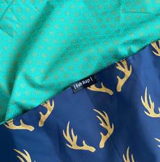 Furoshiki Gift Wrap Jade and Midnight Reindeer Fabric Gift Wrap - Double Sided (Reversible) via FabRap