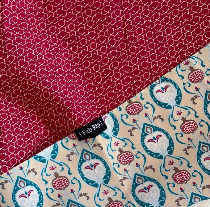 Furoshiki Gift Wrap - 3 Pack (Sizes S, M & L) Double Sided Bundle - Teal & Cherry from FabRap