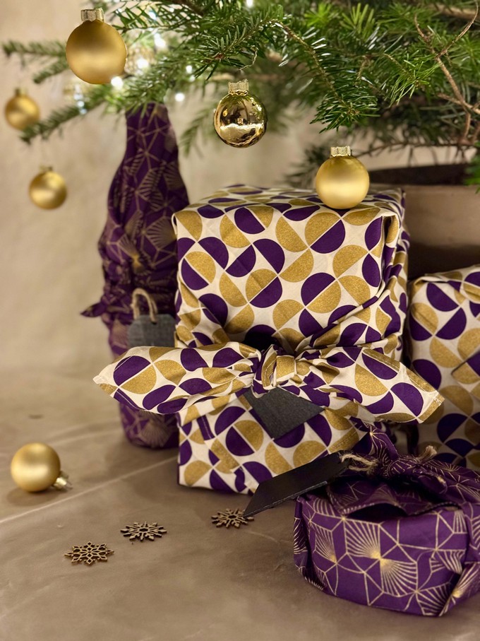 Furoshiki Gift Wrap Gold Moons Fabric Gift Wrap from FabRap