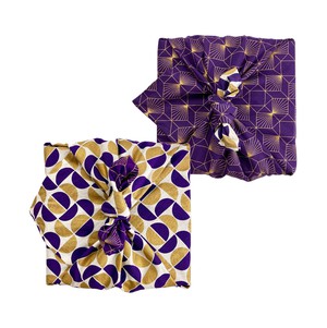 Furoshiki Gift Wrap Gold Moons & Plum Diamonds Fabric Gift Wrap - Double Sided (Reversible) from FabRap