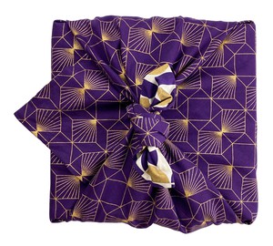 Furoshiki Gift Wrap Gold Moons & Plum Diamonds Fabric Gift Wrap - Double Sided (Reversible) from FabRap