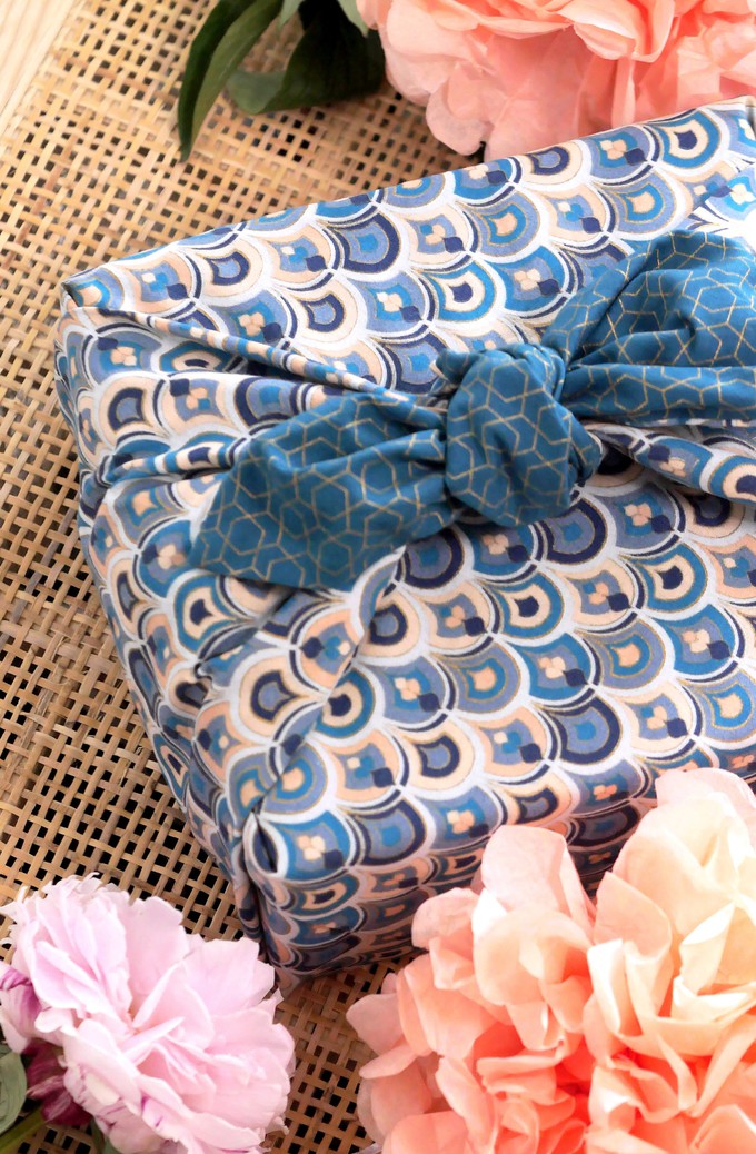 Furoshiki Gift Wrap Art Deco & Ocean Fabric Gift Wrap - Double Sided (Reversible) from FabRap