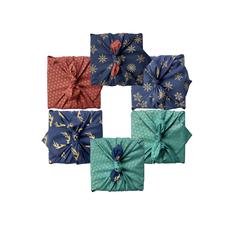 Fabric Gift Wrap Furoshiki Cloth - Christmas Medium Pack 6 Pieces Multi-style via FabRap