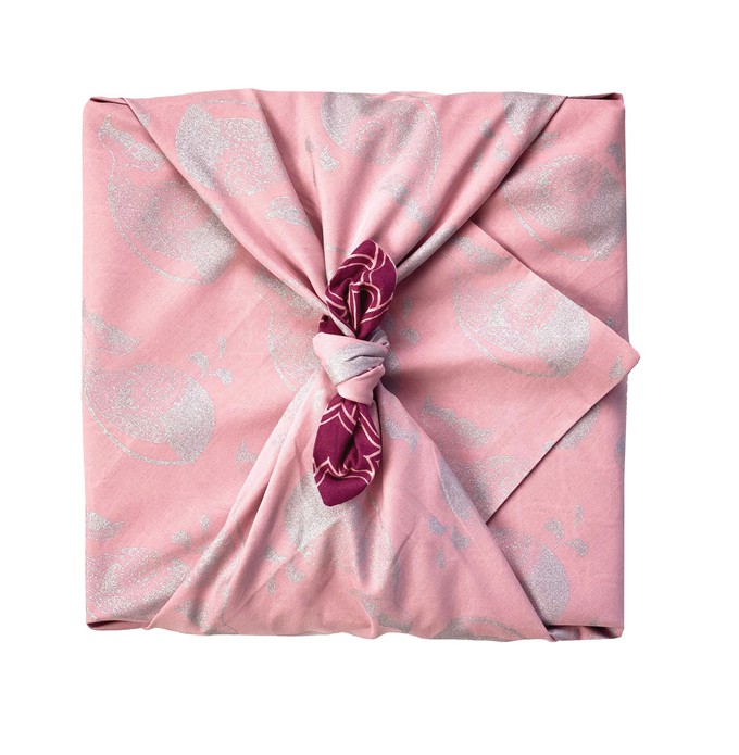 Blush Whales & Maroon Arches Fabric Gift Wrap Furoshiki Cloth - Double Sided (Reversible) from FabRap