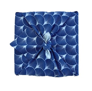 Furoshiki Gift Wrap Sky Elephants & Indigo Fans Fabric Gift Wrap - Double Sided (Reversible) from FabRap