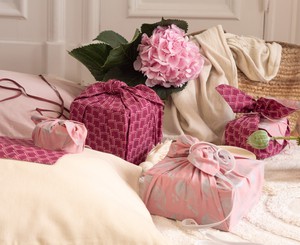 12 Piece Furoshiki Style Bundle - Burgundy & Blush from FabRap