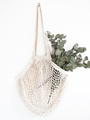 Organic Long Handled String Bag in Cream from Fanfare Label