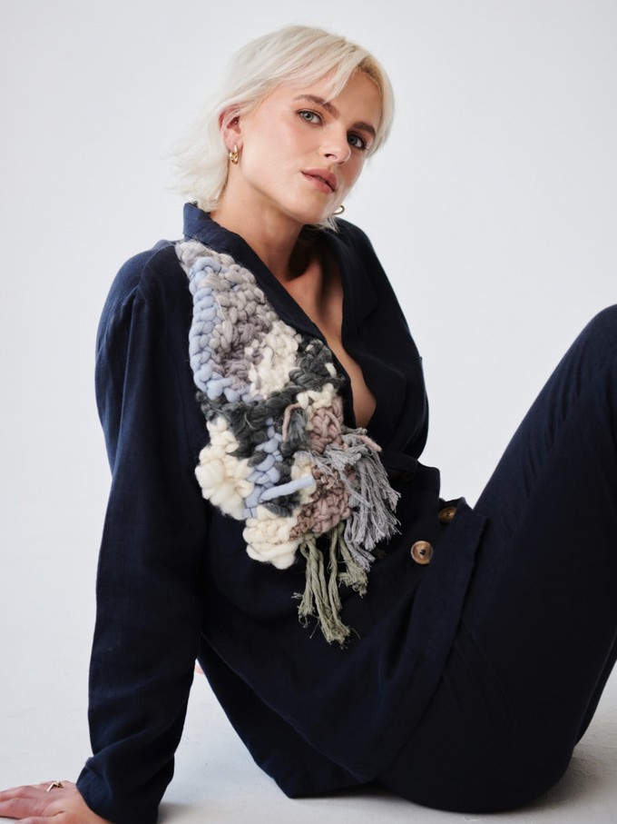 Ethically Made Navy Linen Suit With Trim from Fanfare Label