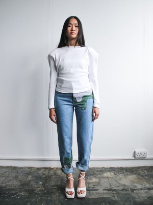 White Top With Shoulder Pads - Sizes 8 & 10 from Fanfare Label