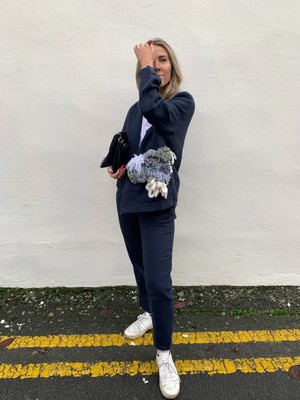 Ethically Made Navy Linen Suit With Trim from Fanfare Label