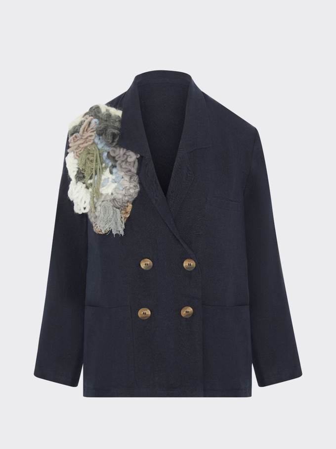 Ethically Made Navy Linen Suit With Trim from Fanfare Label