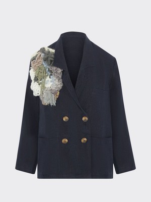 Ethically Made Navy Linen Suit With Trim from Fanfare Label
