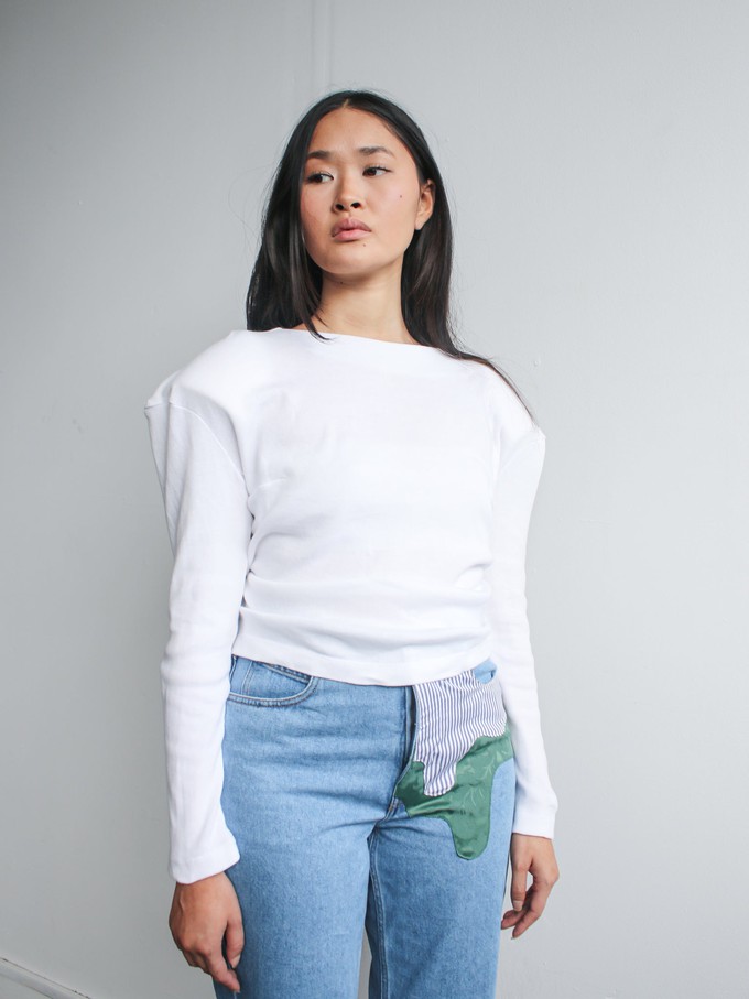 White Top With Shoulder Pads - Sizes 8 & 10 from Fanfare Label