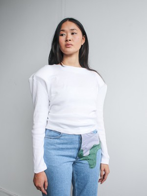 White Top With Shoulder Pads - Sizes 8 & 10 from Fanfare Label