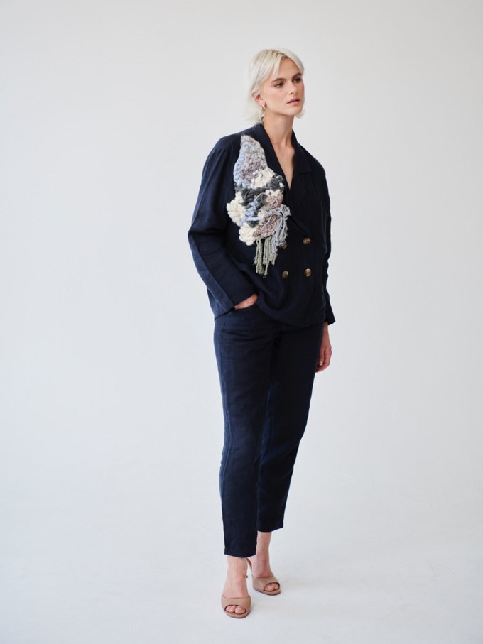 Ethically Made Navy Linen Suit With Trim from Fanfare Label