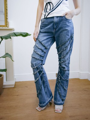 High Waisted Upcycled Elm Flare Jeans from Fanfare Label