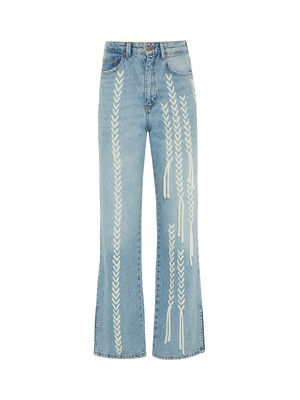 High Waisted Upcycled Thread Wide Leg Jeans from Fanfare Label