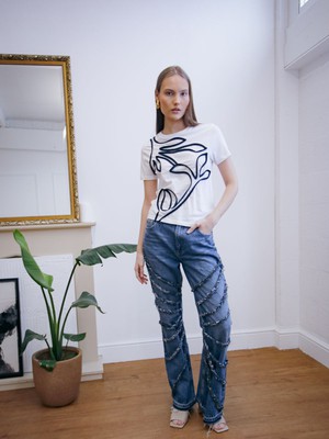 High Waisted Upcycled Elm Flare Jeans from Fanfare Label
