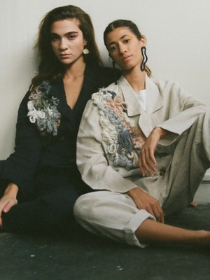 Ethically Made Navy Linen Suit With Trim from Fanfare Label