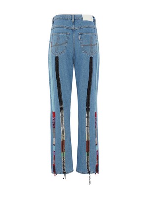 High Waisted Organic & Recycled Stripe Wool Jeans from Fanfare Label