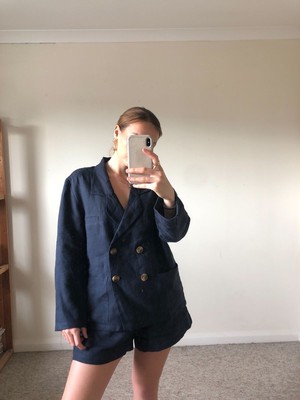 Ethically Made Navy Linen Suit With Shorts from Fanfare Label