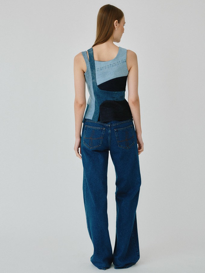 Stella Upcycled Asymmetrical Denim Top from Fanfare Label