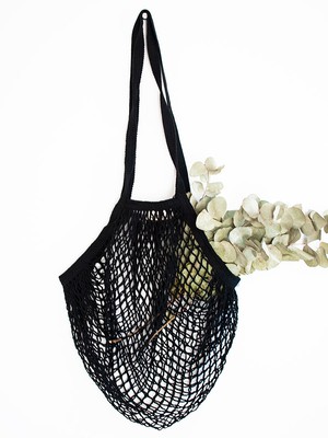Organic Long Handled String Bag in Black from Fanfare Label
