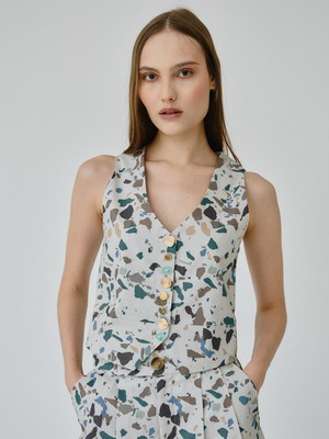 Daphne Waistcoat Top in Terrazzo from Fanfare Label