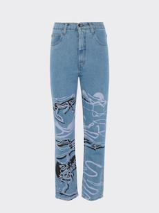 High Waisted Organic & Recycled Moss Movement Blue Jeans via Fanfare Label