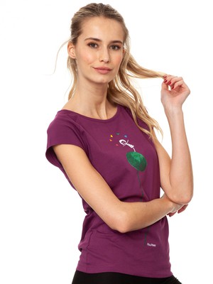 Rainbow Juggleuse Cap Sleeve berry from FellHerz T-Shirts - bio, fair & vegan