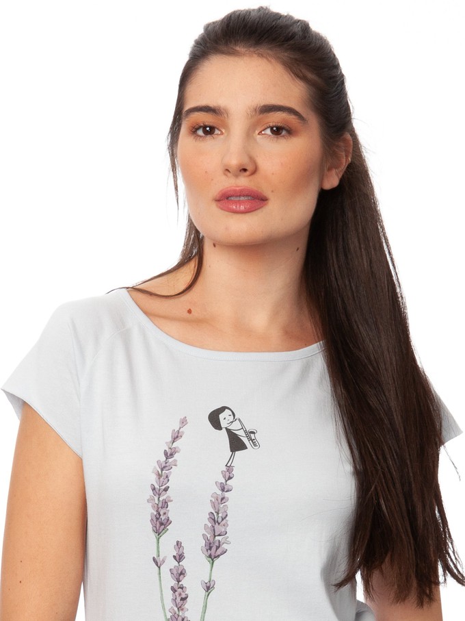 Saxophone girl cap sleeve sky blue from FellHerz T-Shirts - bio, fair & vegan