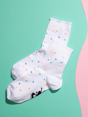 Pack of 6 socks with viscose (made of bamboo) mix confetti white and heart black from FellHerz T-Shirts - bio, fair & vegan