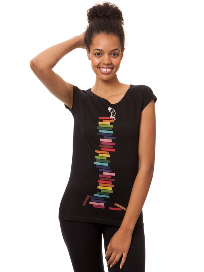 Books Girl Cap Sleeve black from FellHerz T-Shirts - bio, fair & vegan