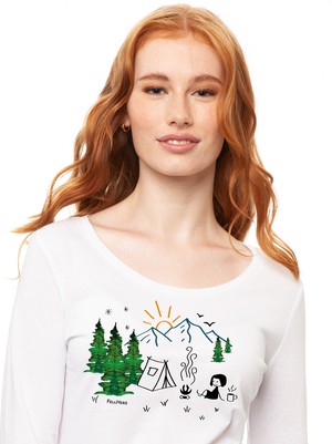 Camping Girl Longsleeve white from FellHerz T-Shirts - bio, fair & vegan