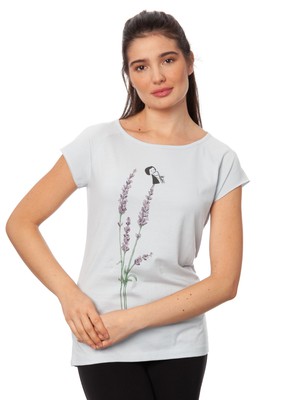 Saxophone girl cap sleeve sky blue from FellHerz T-Shirts - bio, fair & vegan