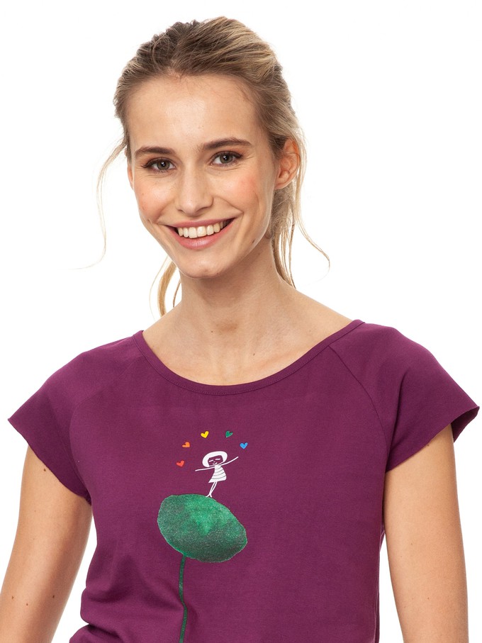 Rainbow Juggleuse Cap Sleeve berry from FellHerz T-Shirts - bio, fair & vegan